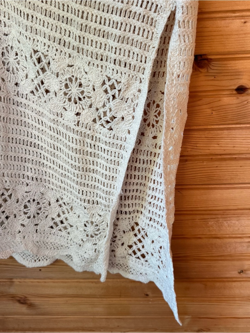 BB Dakota Steve Madden Crochet Maxi Dress Cream Large Boho Beach Coastal Cowgirl - Picture 3 of 9